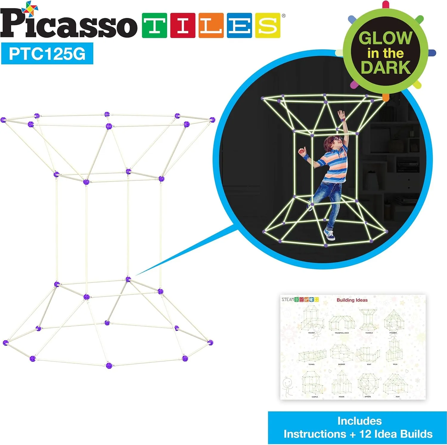 PicassoTiles Indoor Outdoor Tunnel Tent