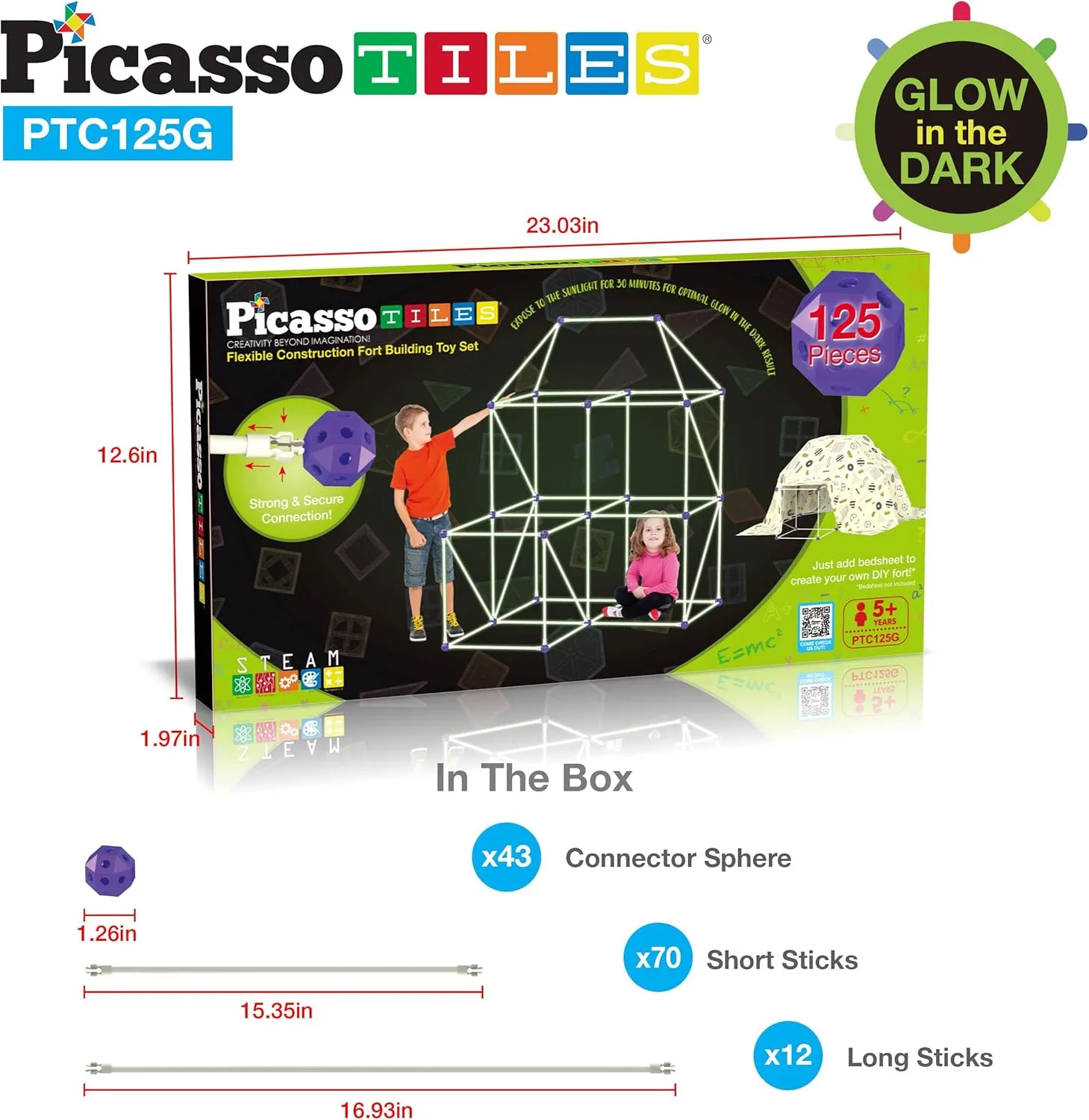 PicassoTiles Indoor Outdoor Tunnel Tent