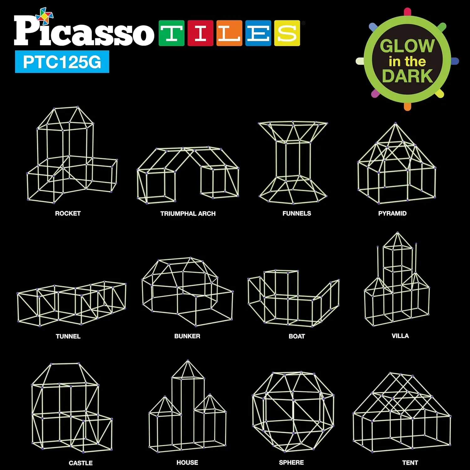 PicassoTiles Indoor Outdoor Tunnel Tent