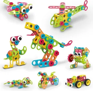 PicassoTiles STEM Learning Toys 250 Piece Building Block Kids Construction Engineering Kit Toy Blocks Children Early Education Playset w/Free IdeaBook, Power Drill, Clickable Ratchet, Age 3  PTN250