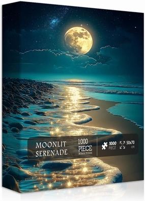 PICKFORU Beach Jigsaw Puzzle 1000 Pieces, Ocean Moon Nature Art Scenery, Colorful Magic Beach Themed Puzzle, Challenging for Adults