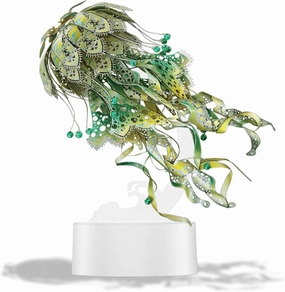 Piececool 3D Metal Puzzles for Adults - Marine Organism Jellyfish Night Light with USB Plug, Hobbies DIY Metal Arts & Crafts 3D Model Building Kits, Creative Gifts & Home Decor