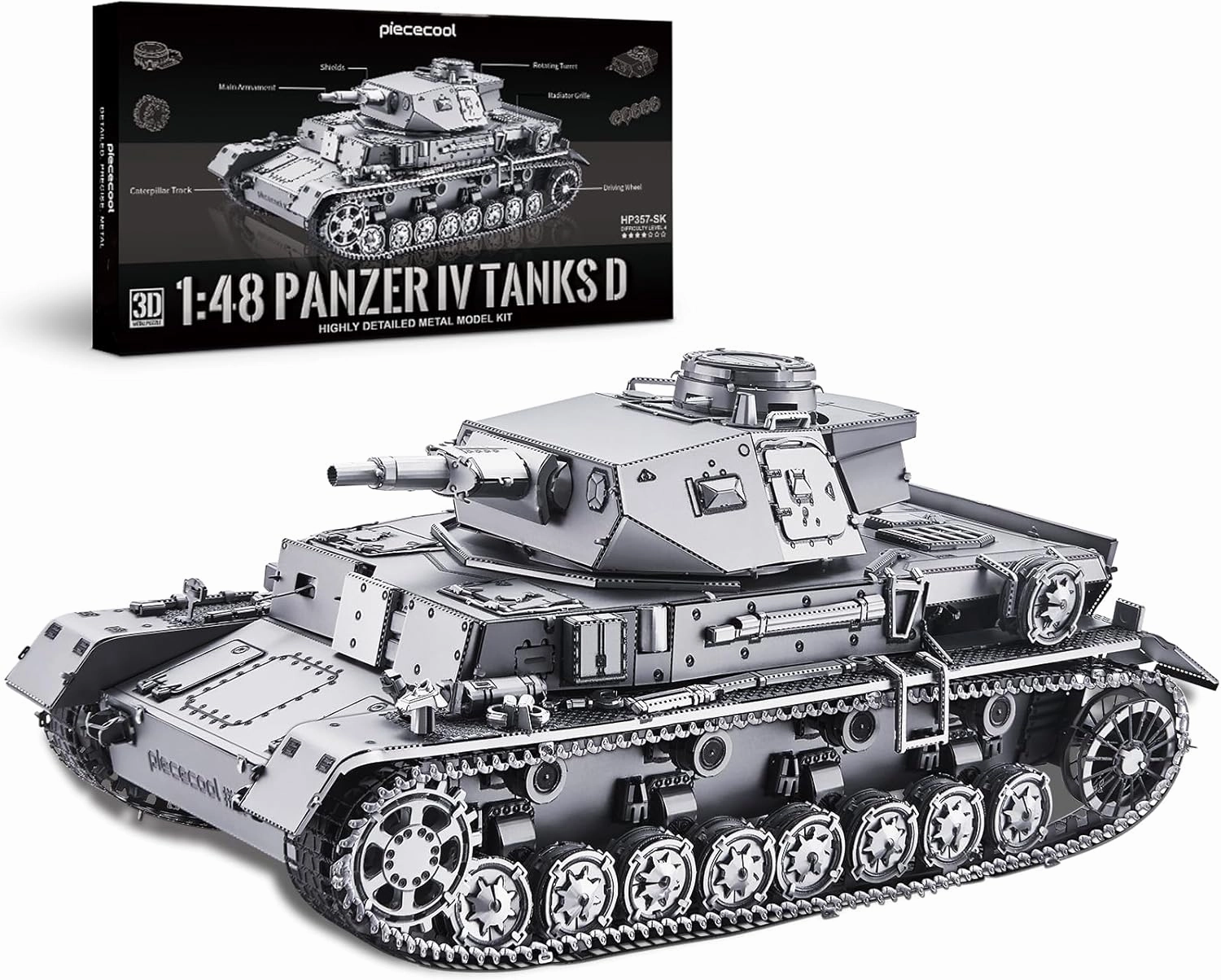 Piececool 3D Puzzles for Adults, German Tank IV-D Model Kits for Adults DIY Assembling Arts and Crafts Creative Gifts