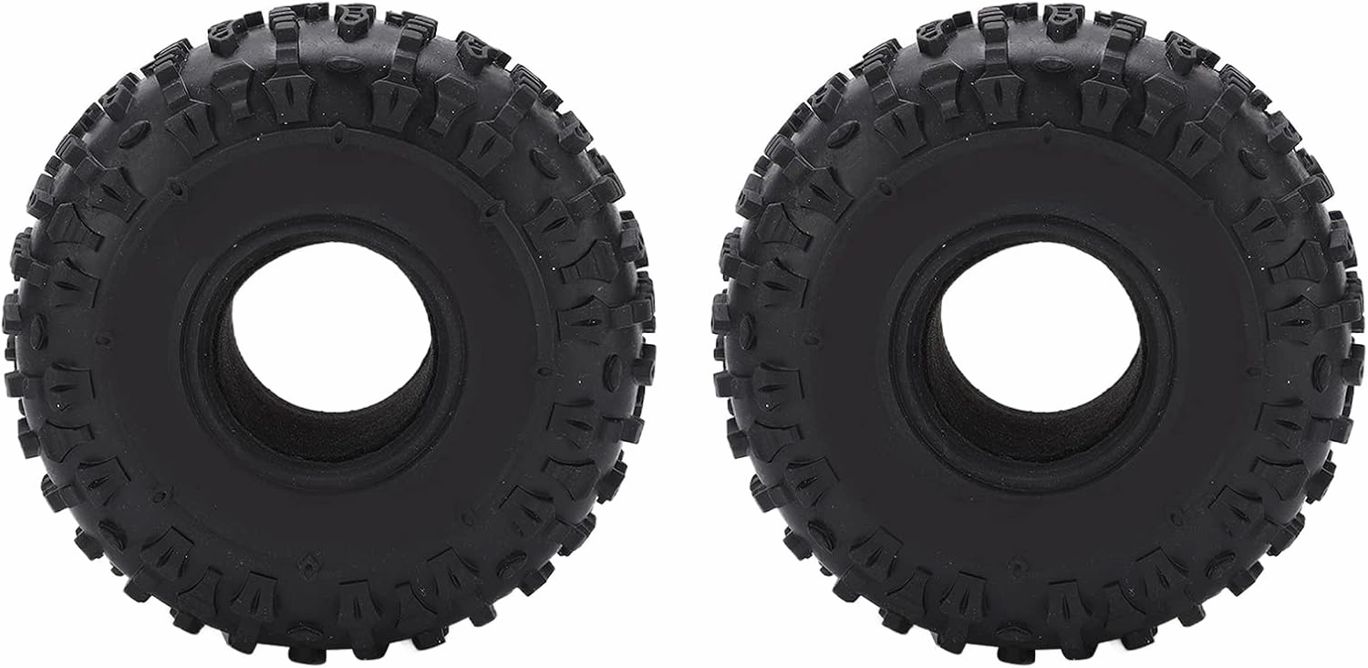 Pilipane 1/10 RC Wheels and Tires, 2Pcs Long-Lasting Wheel Hub Rubber Tire Skin, Adapter Wearable Diameter Wheel Tires, Replace for for SCX10 Racing RC Car Upgrade Part Compatible(2 2 in)