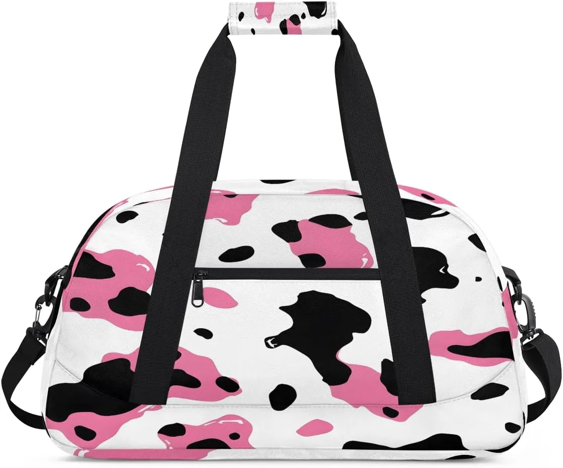 Pink Cow Kids Overnighter Duffel Bags for Boys, Carry-On Size Sports Gym Bag with Front Zipper Pocket for School Practice or Overnight Travel Weekender Sleepover Tote Bag