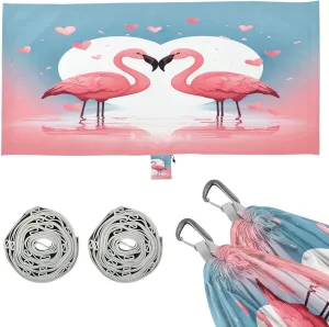 Pink Flamingos Camping Hammock, 330 lbs with 2 Tree Straps, Carry Bag, Single Portable Hammock for Outdoor/Indoor, Hiking, Beach, Backpacking, Travel