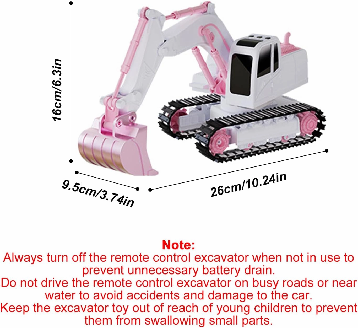 Pink RC Excavator, 6 Channel 2.4Ghz RC Construction Vehicle,1:24 Scale Pink Excavator Toy with 360° Rotation, Light Sound and DIY Stickers Birthday Gift for 4-12 Girls Kids