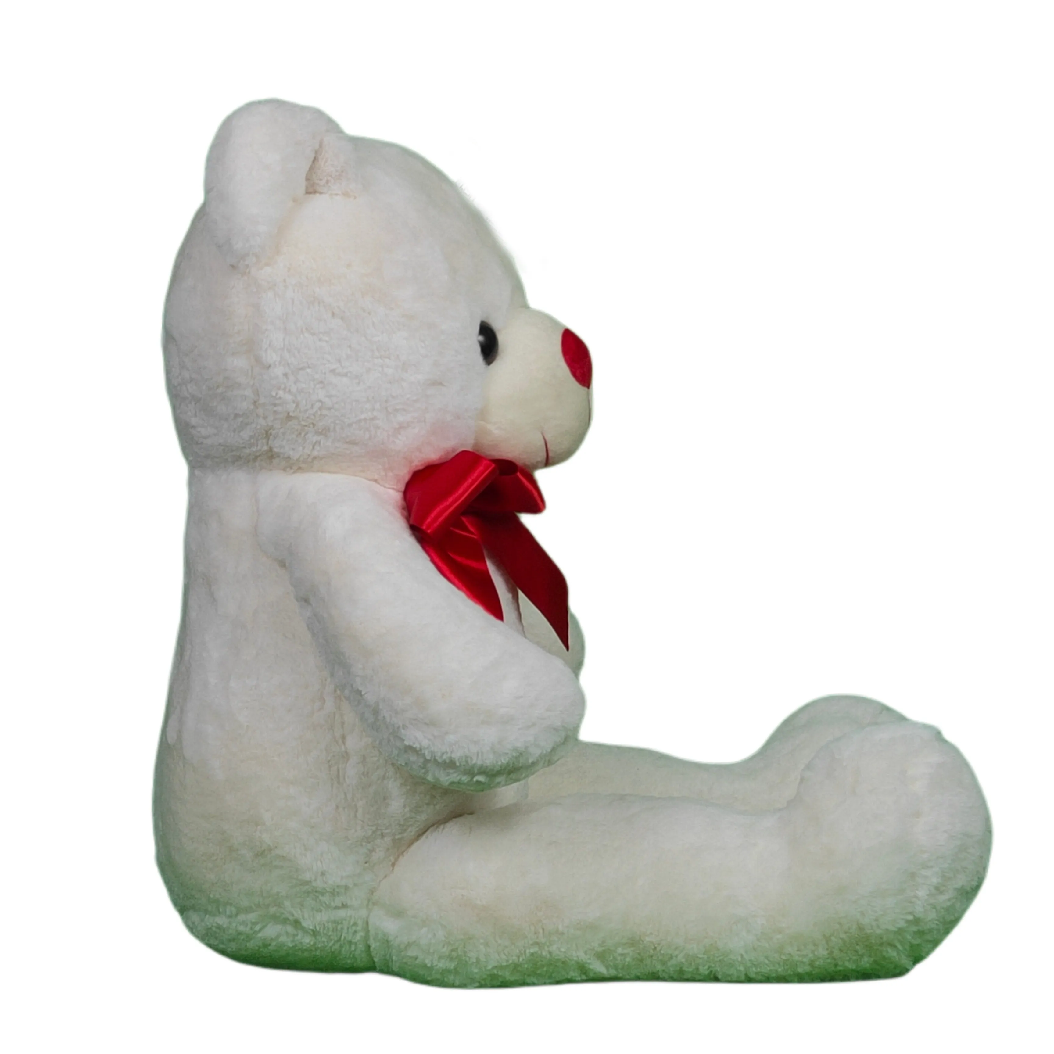 Play Hour Teddy Bear Plush Soft with Red Ribon Bow Toy for Ages 3 Years and Up - White, 70cm