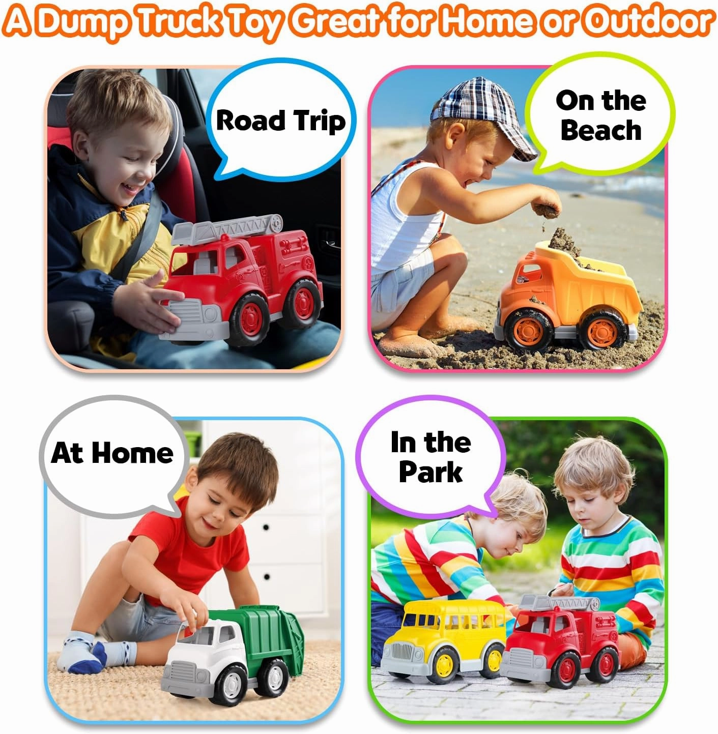 PLAY Eco-Friendly Toys Dump Truck Beach Toy, [USDA Certified] No BPA/Phthalate/PVC, Recycled Bioplastic Construction Truck Toys for Toddlers 1 2 3 4, Sand Toys Vehicle for Kids