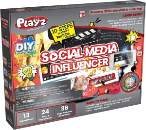 Playz Social Media Influencer Science Kit for Kids with 13  Trendy Science Experiments & Activities for Kids Ages 8  - Create a YouTube Channel & Learn to Film Amazing Popular STEM Videos
