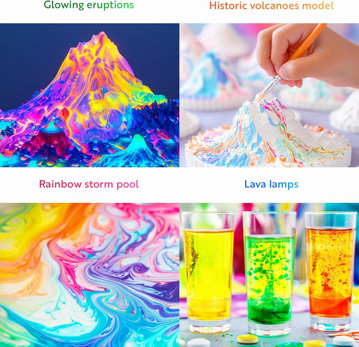 Playz Explosive Rainbow Volcano Kit for Kids with 23  Science Chemistry Set Activities & Experiments, Glow in The Dark Learning & Education Toys, & Earth Science Kits for Kids Age 8-12, Boys, & Girls