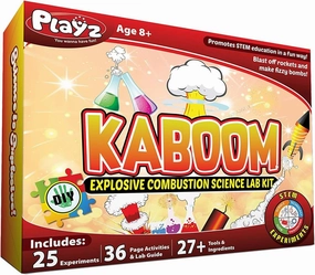 Playz Kaboom! 50  Explosive Science Experiments Kit for Kids Age 8-12 with 25 Playz Lab Token Experiments - Chemistry Set STEM Learning & Educational Toys & Gifts for Boys, Girls, Teenagers & Kids