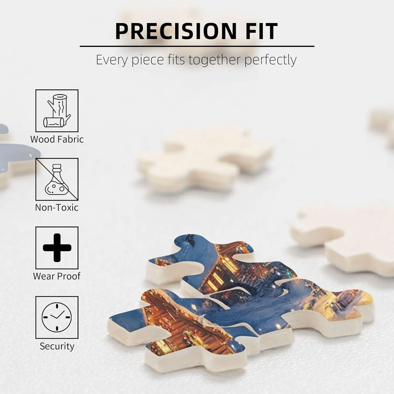 Polar Christmas Snow Scenery 1000 Piece Wooden Jigsaw Puzzle,Enjoy The Puzzle Solving Process,Charm Snow Scenery Stress Relieving Puzzle,Family Leisure,Stress Relief and Entertainment