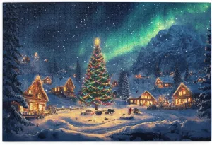 Polar Christmas Snow Scenery 1000 Piece Wooden Jigsaw Puzzle,Enjoy The Puzzle Solving Process,Charm Snow Scenery Stress Relieving Puzzle,Family Leisure,Stress Relief and Entertainment