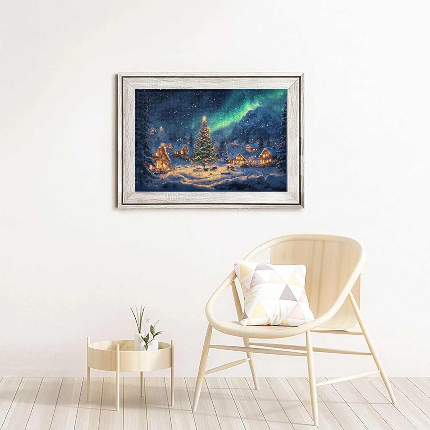 Polar Christmas Snow Scenery 1000 Piece Wooden Jigsaw Puzzle,Enjoy The Puzzle Solving Process,Charm Snow Scenery Stress Relieving Puzzle,Family Leisure,Stress Relief and Entertainment