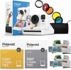 Polaroid Now  Instant Film Camera Deluxe Bundle with Color Instant Film, B & W Film and Film Kit (4 Items)