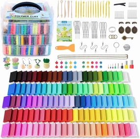 Polymer Clay, 116 Colors Oven Bake Modeling Clay Starter Kits for Kids, Creative Polymer Clay Kit with Sculpting Tools and Jewelry Accessories, Non-Toxic, Ideal DIY Gifts for Adults and Teens
