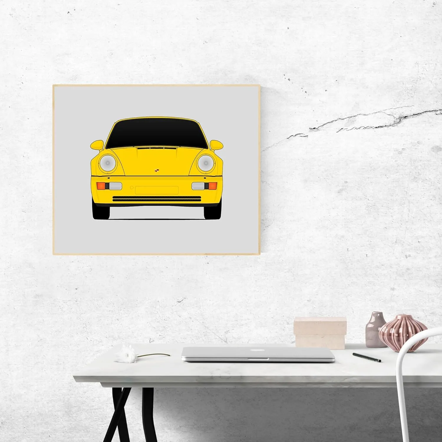 Porsche 911 Turbo (1989-1993) 964 Print Wall Art Decor Handmade Carrera Turbo - 17x22" Metallic Print (Unframed)