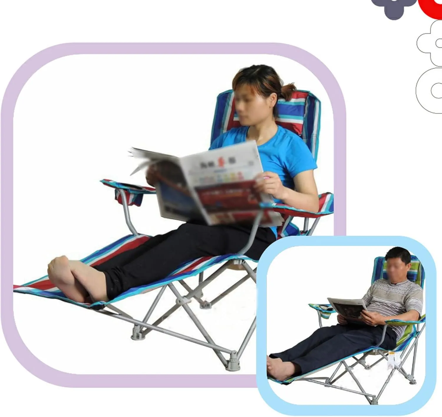 Portable Lightweight Camping Chairs Foldable Beach Chairs for Leisure Fishing, Outing Party, Beach Barbecue, Office Lunch Break (with Tripod,Green-Cloth)
