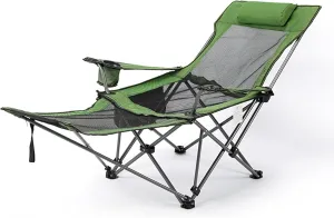 Portable Lightweight Camping Chairs Foldable Beach Chairs for Leisure Fishing, Outing Party, Beach Barbecue, Office Lunch Break (with Tripod,Green - mesh face)