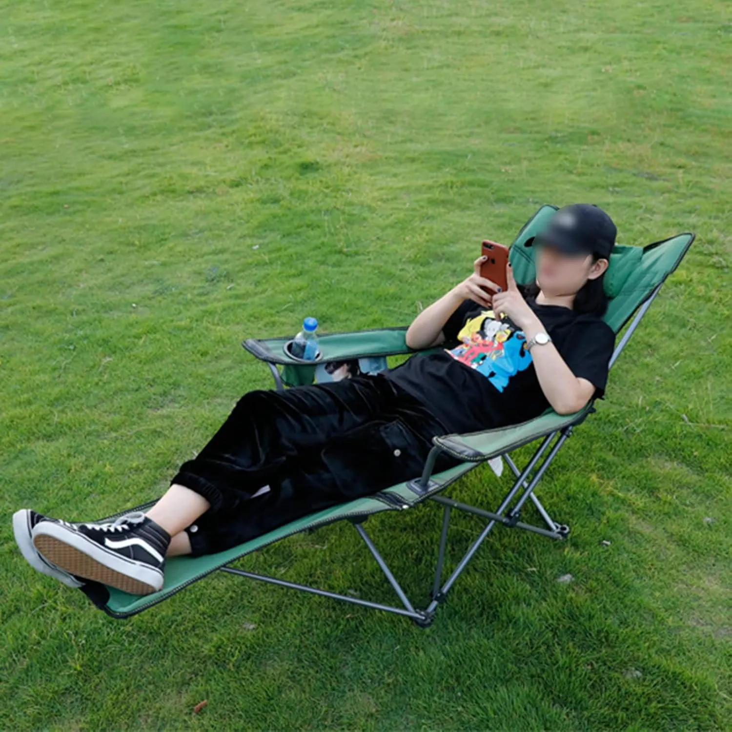 Portable Lightweight Camping Chairs Foldable Beach Chairs for Leisure Fishing, Outing Party, Beach Barbecue, Office Lunch Break (with Tripod,Green - mesh face)