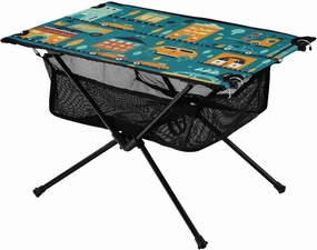 Portable Camping Table Cartoon Vehicles and Buildings Outdoor Foldable Camp Tables for Outside, Camping, Hiking, Tailgating