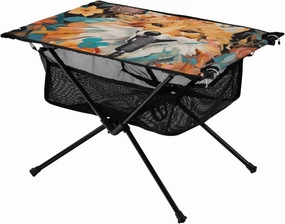 Portable Camping Table Cute Fox with Flowers Singing Outdoor Foldable Camp Tables for Outside, Camping, Hiking, Tailgating