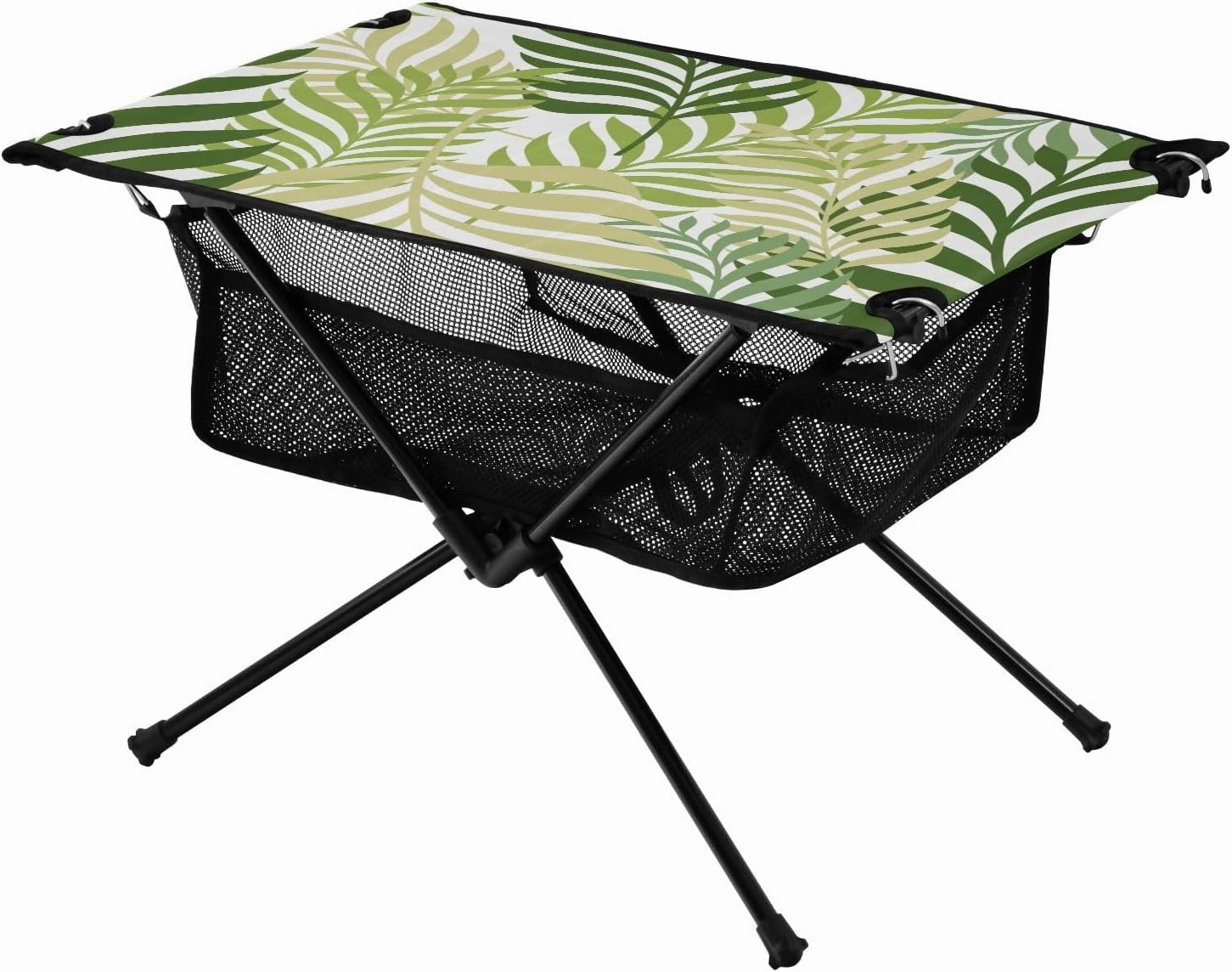 Portable Camping Table Green Palm Tree Leaves Outdoor Foldable Camp Tables for Outside, Camping, Hiking, Tailgating