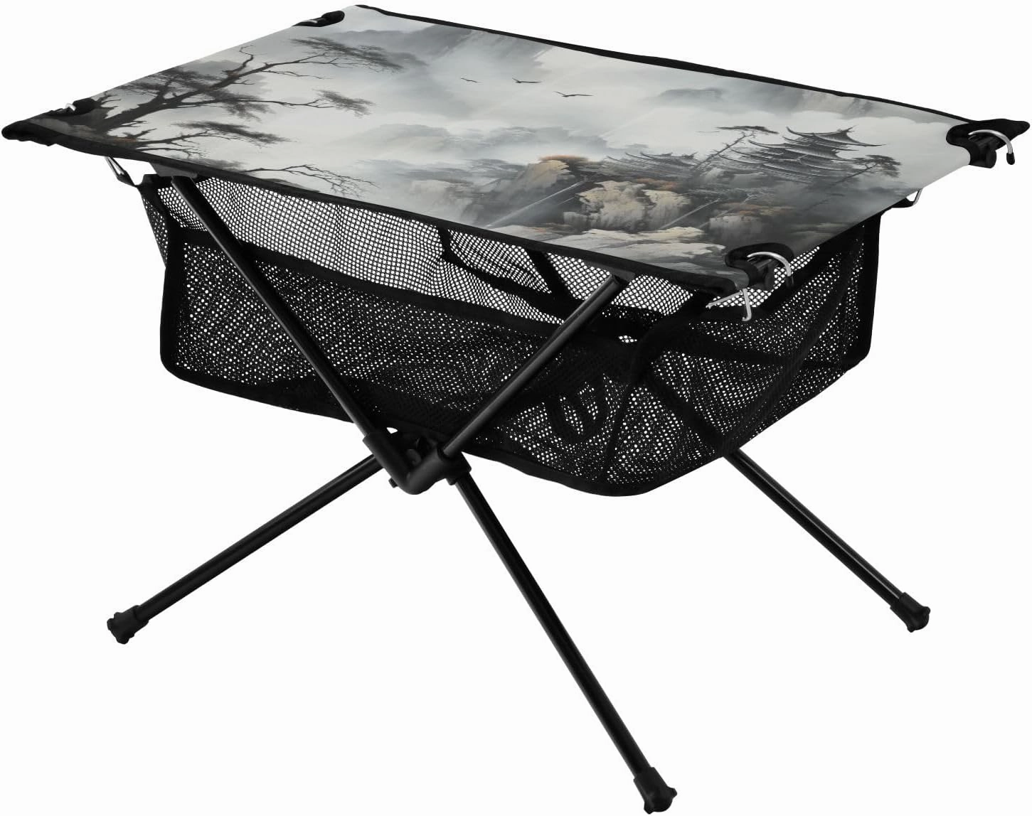Portable Camping Table Ink Landscape Painting Outdoor Foldable Camp Tables for Outside, Camping, Hiking, Tailgating