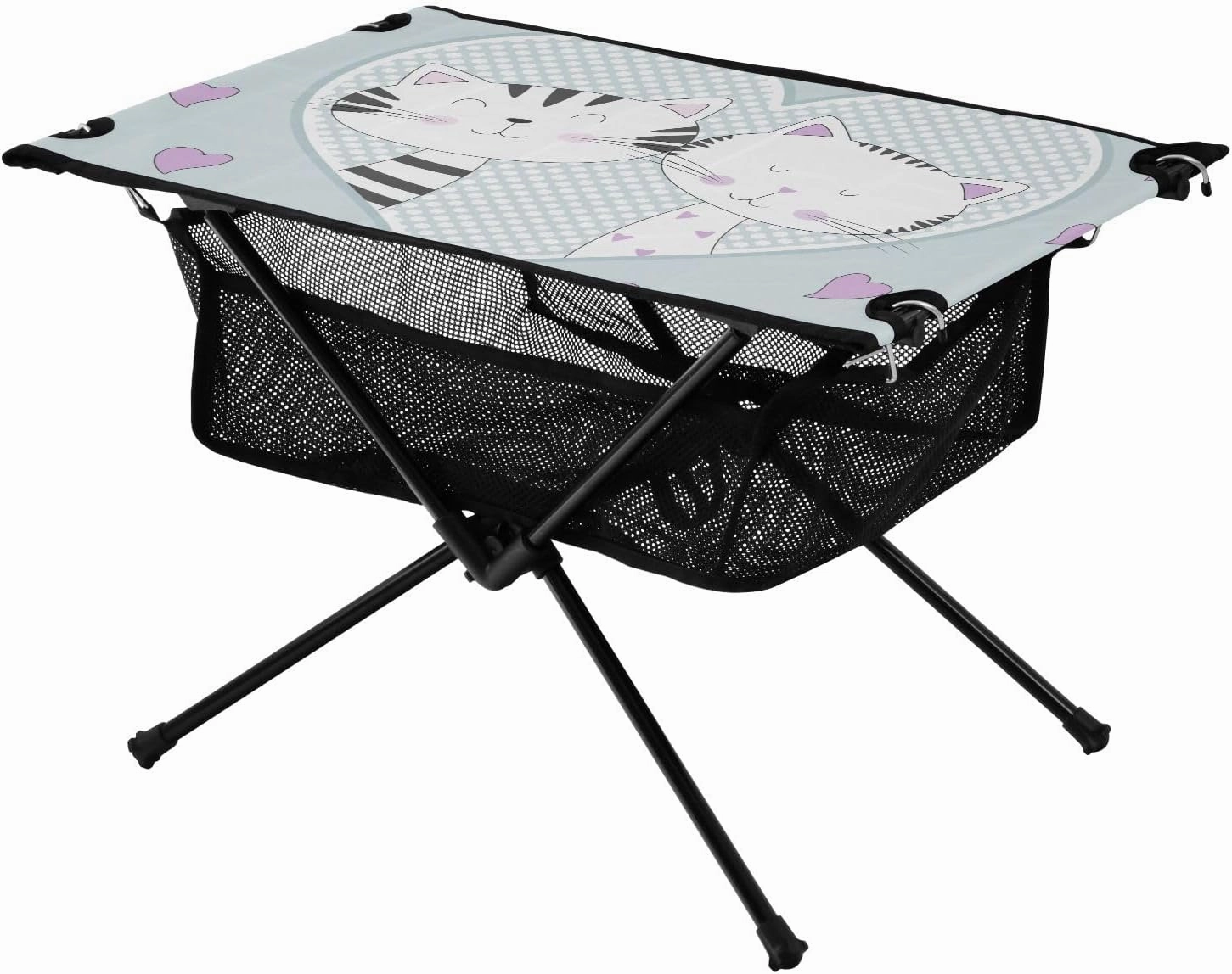 Portable Camping Table Lovely Two Cats Outdoor Foldable Camp Tables for Outside, Camping, Hiking, Tailgating