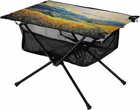 Portable Camping Table Mountain and Grassland Painting Outdoor Foldable Camp Tables for Outside, Camping, Hiking, Tailgating