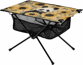 Portable Camping Table Panda in The Sunflowers Sea Outdoor Foldable Camp Tables for Outside, Camping, Hiking, Tailgating