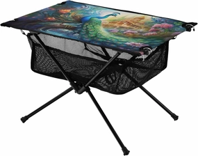 Portable Camping Table Peacock Floral Outdoor Foldable Camp Tables for Outside, Camping, Hiking, Tailgating