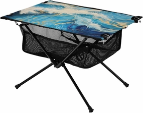 Portable Camping Table Sea Waves Pattern Outdoor Foldable Camp Tables for Outside, Camping, Hiking, Tailgating