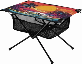 Portable Camping Table Seaside Landscape in Sunset Outdoor Foldable Camp Tables for Outside, Camping, Hiking, Tailgating