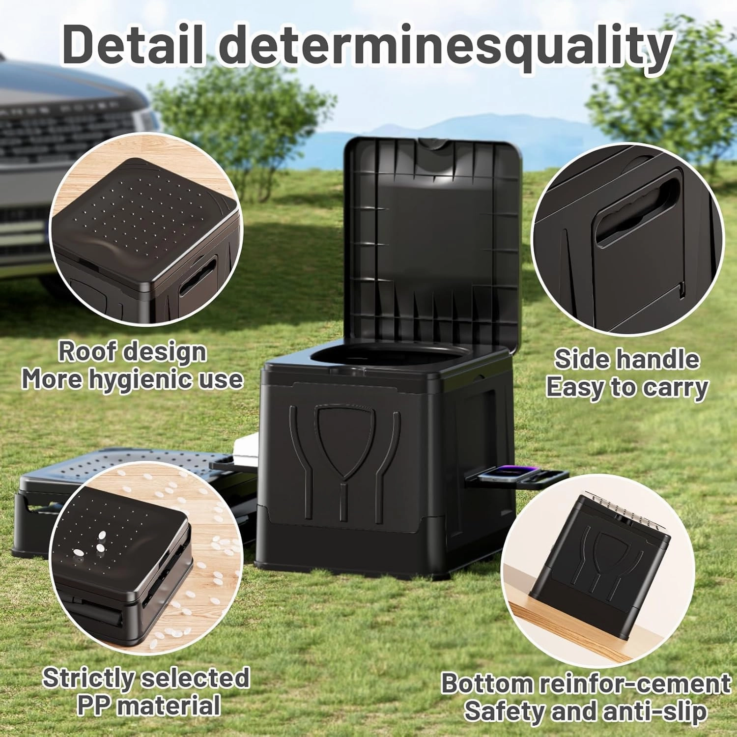 Portable Toilet for Adults - 12.4'' *14.5'' Outdoor Emergency Potty for Camping, Road Trip, Car, Tent, Truck Drivers