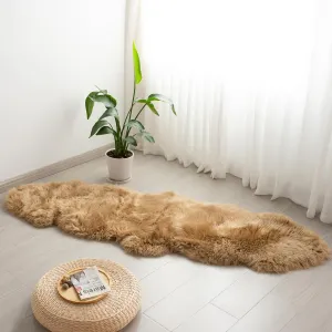 Premium Genuine Sheepskin Area Rug for Bedroom,Real Fluffy Soft Wool Fur Carpet Natural Luxury Lambskin Rugs Seat Chair Covers for Couch Sofa Living Room(Tan,2×6 Feet Sheepskin)