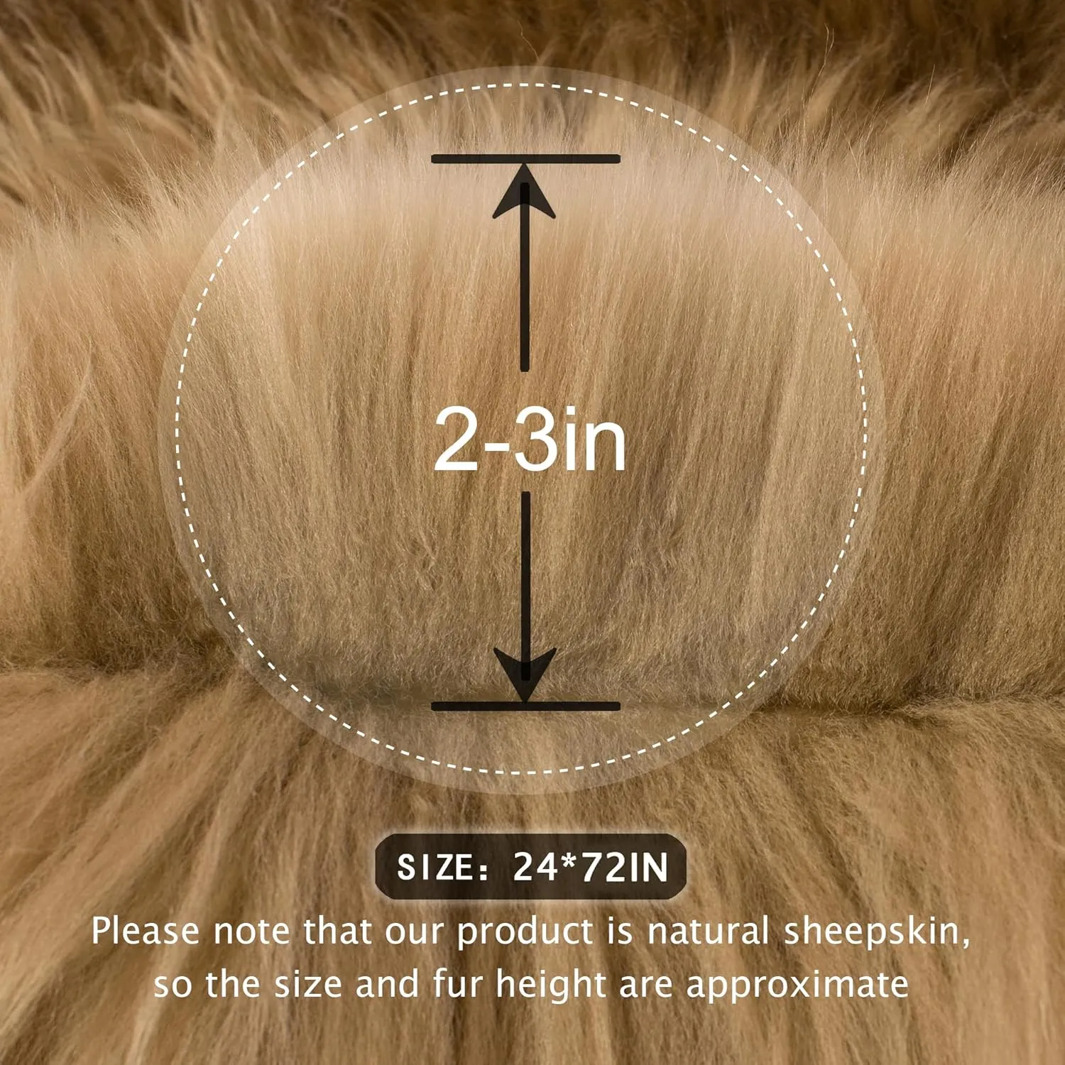 Premium Genuine Sheepskin Area Rug for Bedroom,Real Fluffy Soft Wool Fur Carpet Natural Luxury Lambskin Rugs Seat Chair Covers for Couch Sofa Living Room(Tan,2×6 Feet Sheepskin)