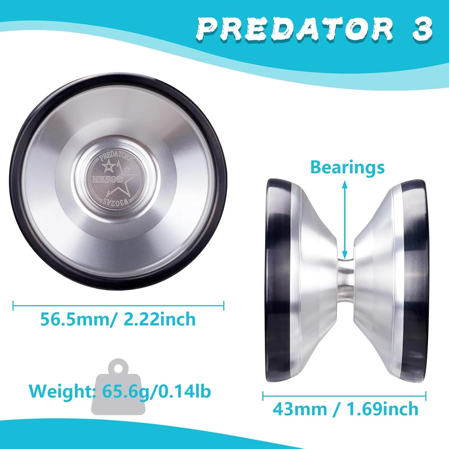Professional Bi-Metal Yoyo, Unresponsive Yoyo for Adults Advanced Players Predator 3 Trick yoyo with Premium YOYO Bearingswith Yo-Yo Accessories - Sliver and Black