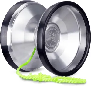 Professional Bi-Metal Yoyo, Unresponsive Yoyo for Adults Advanced Players Predator 3 Trick yoyo with Premium YOYO Bearingswith Yo-Yo Accessories - Sliver and Black