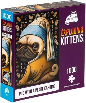 Pug with a Pearl Earring Jigsaw Puzzle by Exploding Kittens - 1000 Pieces, Ideal for Adults, Teens, and Kids - A Funny and Artistic Dog-Themed Puzzle
