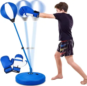 Punching Bag for Ages 3 4 5 6 7 8  Years Old Kids, Boxing Bag Set Toy with Boxing Gloves, Height Adjustable Punching Bag, Sport Toy for Boys & Girls, Ideal Christmas Birthday Gift for Kids