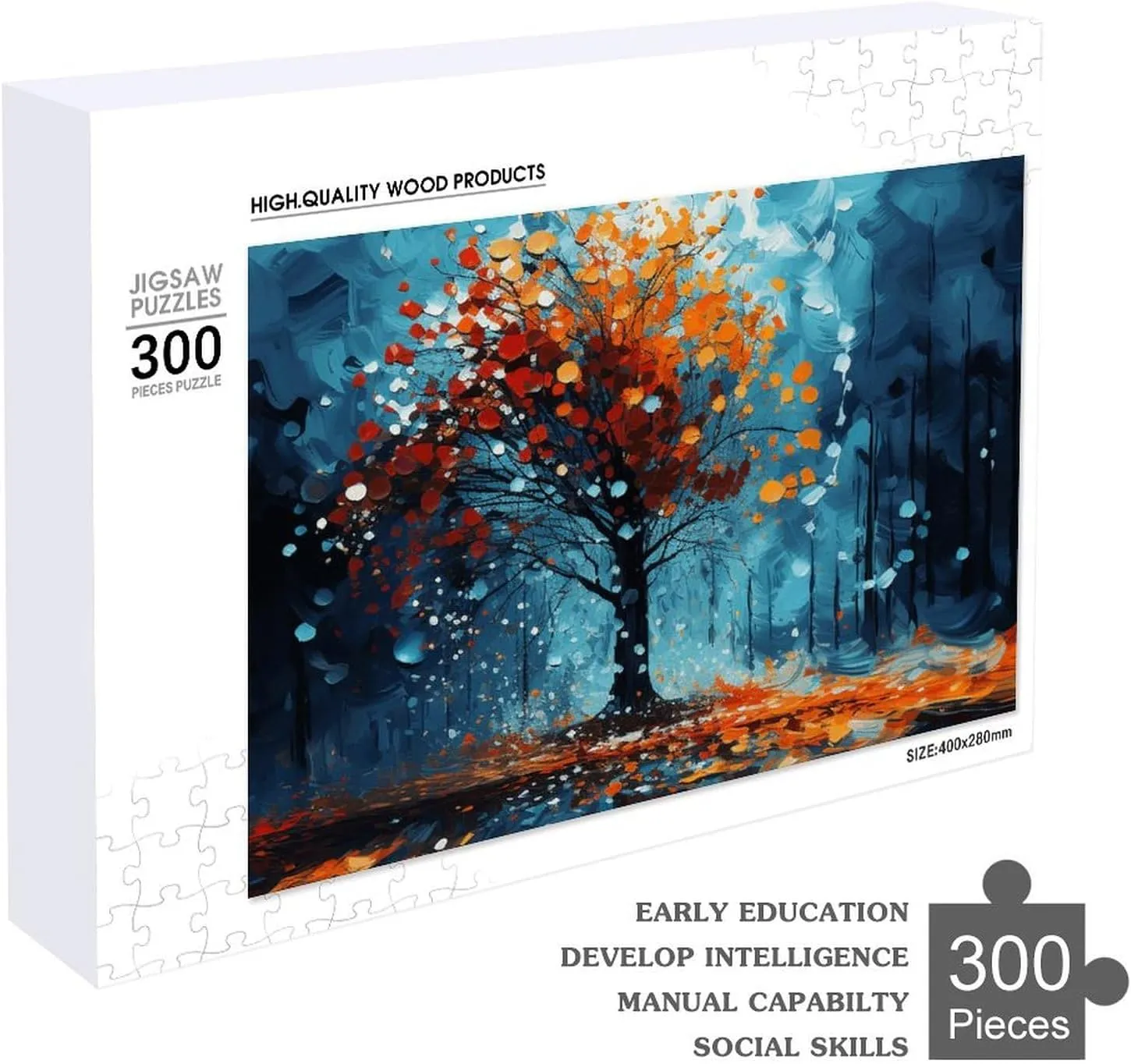 Puzzles 300 Pice Personalized Jigsaw Puzzles Abstract Tree Painting Photos Puzzle for Family Picture Puzzle for Adults Wedding Birthday