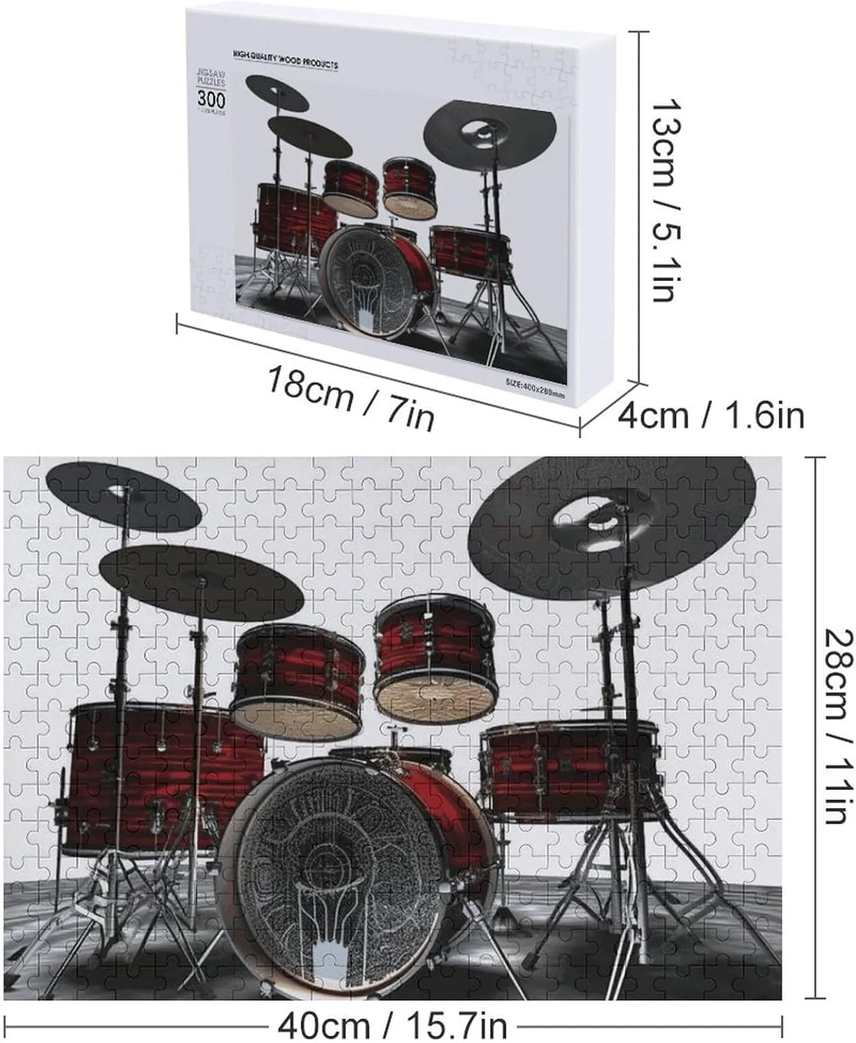 Puzzles 300 Pice Personalized Jigsaw Puzzles Cool Drum Set Photos Puzzle for Family Picture Puzzle for Adults Wedding Birthday