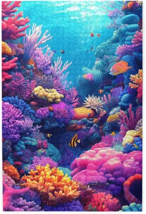 Puzzles For Adults 1000 Pieces Coral Reef Wonderland,Vibrant Fish Dancing Through Rainbow Coral Gardens In Sunlit Waters,Vibrant And Unique Design,Gifts For Friends And Family