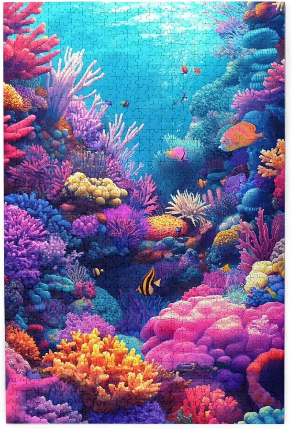 Puzzles For Adults 1000 Pieces Coral Reef Wonderland,Vibrant Fish Dancing Through Rainbow Coral Gardens In Sunlit Waters,Vibrant And Unique Design,Gifts For Friends And Family