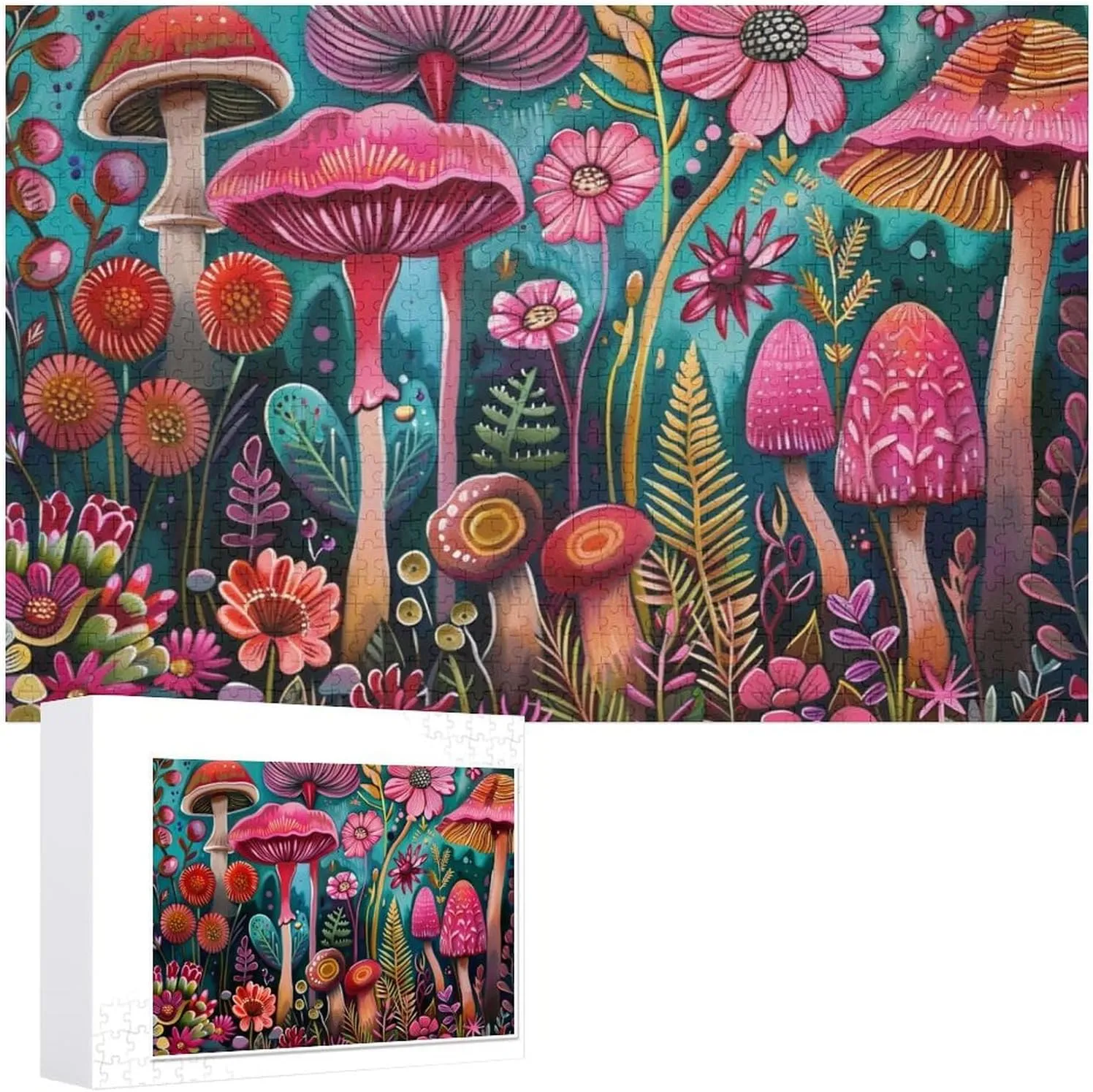 Puzzles for Adults 1000 Pieces - Fantasy Mushroom Abstract Botanical Puzzle Game Wonderful Puzzle Great Gifts Educational Toy