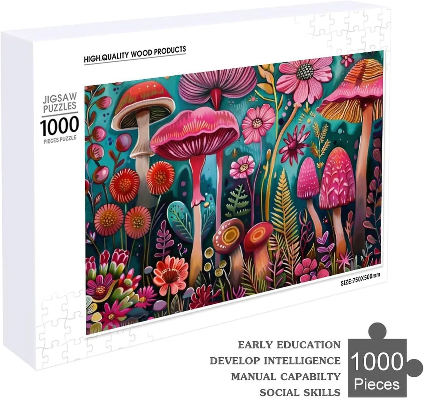 Puzzles for Adults 1000 Pieces - Fantasy Mushroom Abstract Botanical Puzzle Game Wonderful Puzzle Great Gifts Educational Toy