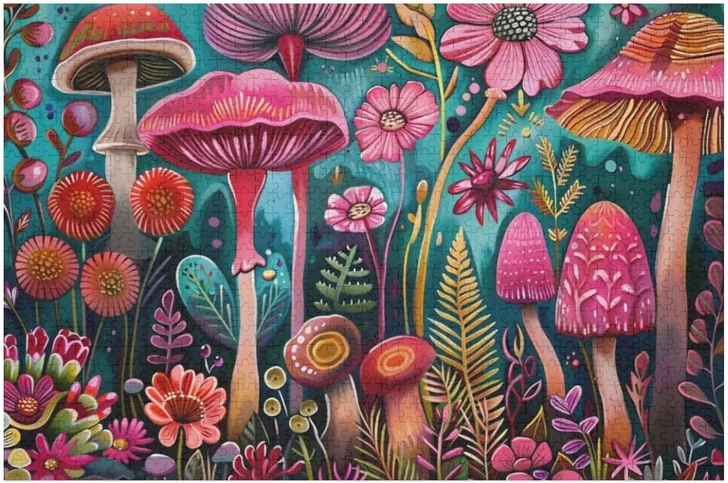 Puzzles for Adults 1000 Pieces - Fantasy Mushroom Abstract Botanical Puzzle Game Wonderful Puzzle Great Gifts Educational Toy