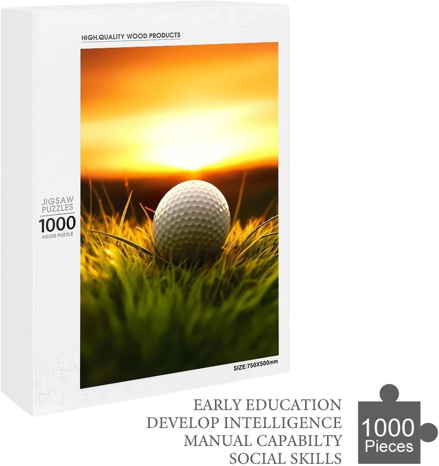 Puzzles for Adults 1000 Pieces - Golf Ball Sunset BackgGolf Funny Puzzle Educational Games Home Decoration Wooden Jigsaw Puzzles